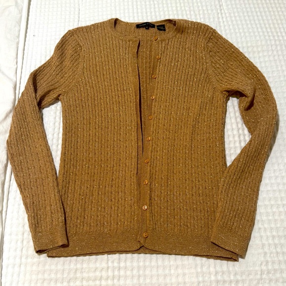 Jeanne Pierre Womens Gold Button down Sweater - Size Med - Picture 1 of 4